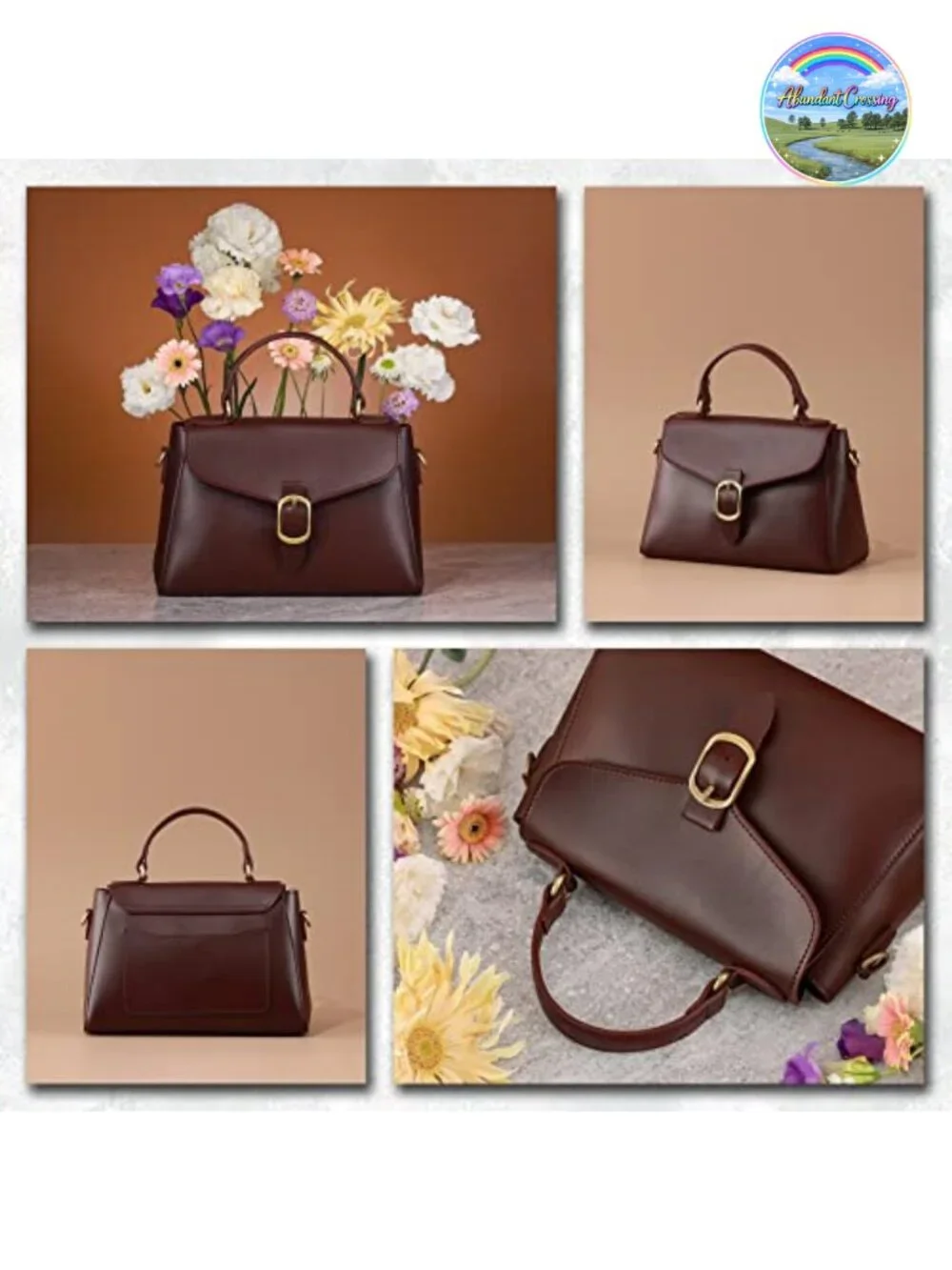 Vintage Vegan Leather Flap Top Handle Satchel Bag with Detachable Clutch